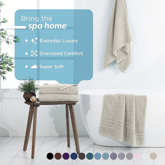 Martex 2-Pack Ultimate Performance Bath Sheet Set – 100% Cotton – 33” x 65” – Extra Large Bath Towels – Versatile – Low-Linting – Supersoft Bathroom Set – Super Absorbent – Easy Care – New Sand
