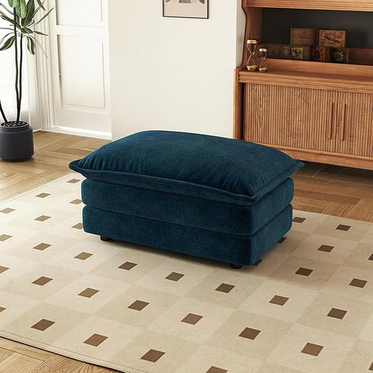 SoarFlash Chenille Sectional Sofa Ottoman,Deep Blue