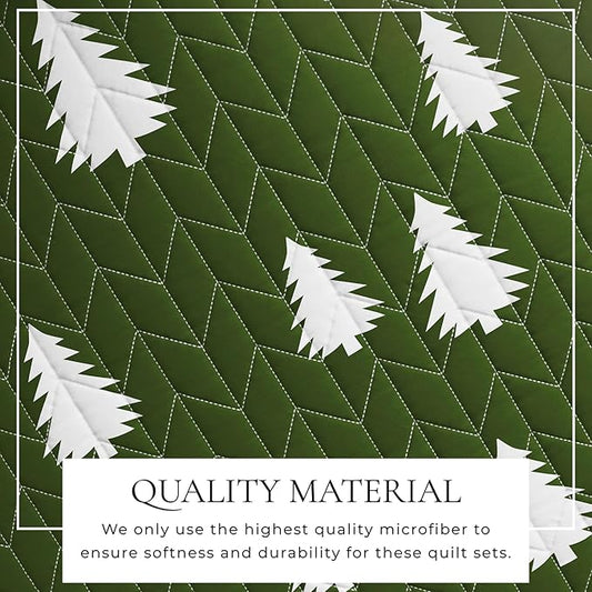 Great Bay Home King Reversible Rustic Lodge Olive Bedspread Quilt with Shams - All Season Cabin Coverlet Bedding Set (Includes 1 Quilt, 2 Pillow Shams)