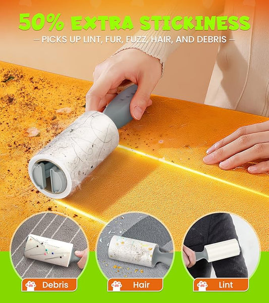 Lint Rollers for Pet Hair Extra Sticky, 600 Sheets Mega Value Set with 3 Upgraded Handles, 6 Rollers Portable Pet Lint Remover for Clothes, Furniture, Carpet, Dog & Cat Hair Removal