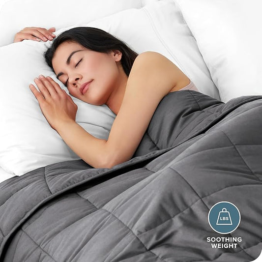 Bare Home Weighted Blanket King Size 25lb (80" x 87") for Adults - All-Natural 100% Cotton - Premium Heavy Blanket Nontoxic Glass Beads (Grey, 80"x87")