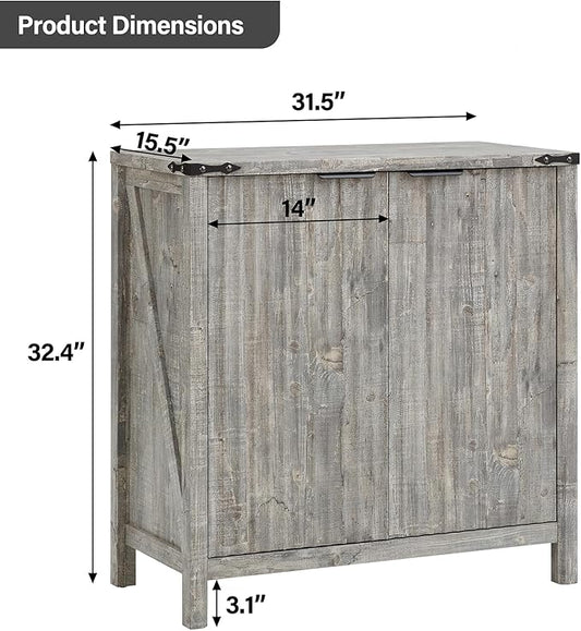 32 Fluted Sideboard Storage Cabinet Buffet - 7-Level Adjustable Shelves, Modern Farmhouse Rustic Kitchen Console Accent Cabinets, Coffee Bar Table for Dining Room