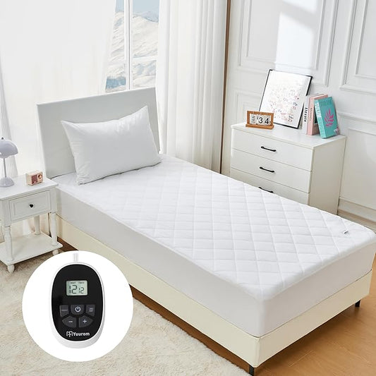 Heated Mattress Pad Twin 39"×75", Bed Warmer with Memory&Preheat Functions, Electric Mattress Pad Single Control 12 Heat Settings 12-Hour Auto Off 13ft Extra Long Cord Fits 18-24" Deep Pocket