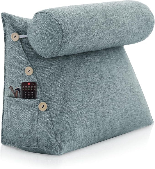 Bed Wedge Reading Pillow, Adjustable Reading Throw Cushion Triangular Pillow Wedge Couch Pillow for Lumbar Neck Back Support Pillow with Removable Cover