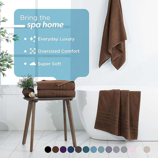 Martex 2-Pack Ultimate Performance Bath Sheet Set – 100% Cotton – 33” x 65” – Extra Large Bath Towels – Versatile – Low-Linting – Supersoft Bathroom Set – Super Absorbent – Easy Care – Chocolate