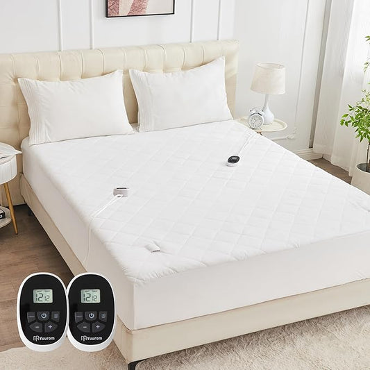 Heated Mattress Pad Queen 60"×80", Bed Warmer with Memory&Preheat Functions, Electric Mattress Pad Dual Control 12 Heat Settings 12-Hour Auto Off 13ft Extra Long Cord Fits 18-24" Deep Pocket