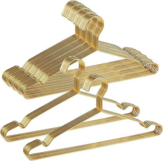 Gold Metal Hangers for Clothes - 30 Pcs Stainless Steel Wire Clothes Hangers, Heavy-Duty, Space-Saving for Coat Suit Dress