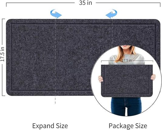 Bulletin Board, 35 x 17 1/2 inches Felt Board - Decorative Pin Board, Cork Board Alternative for Wall, Foldable Self-Adhesive Vision Board Prayer Board with 20 Pushpins Dark Gray