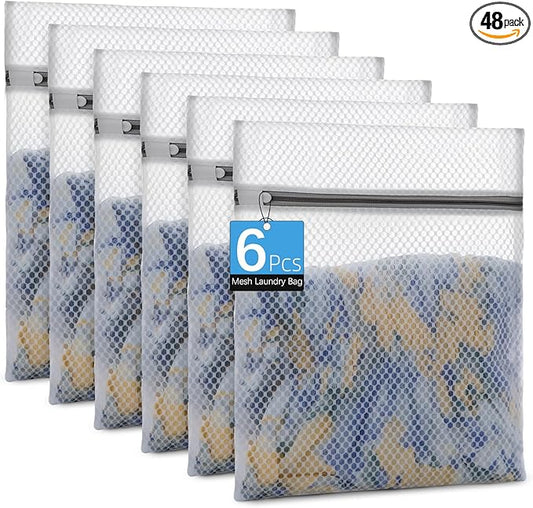 Honeycomb Mesh Laundry Bags for Delicates - 12x16 Inches Medium Washing Bags for Bras, Lingerie, Socks, Baby Clothes - Gentle Wash Protection with Zipper Closure (48)