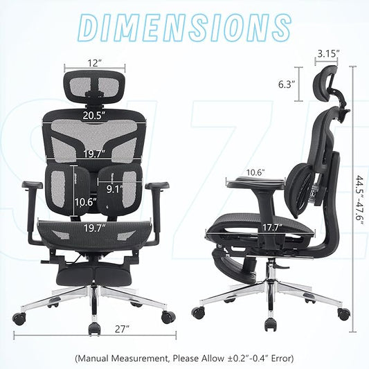 Ergonomic Office Chair, Gaming Chair, Office Chair, Mesh Gaming Chair, 880LBS, 5-Level Backrest Height & 4D Flip-Up Arms for Office, Home & Gaming Desk
