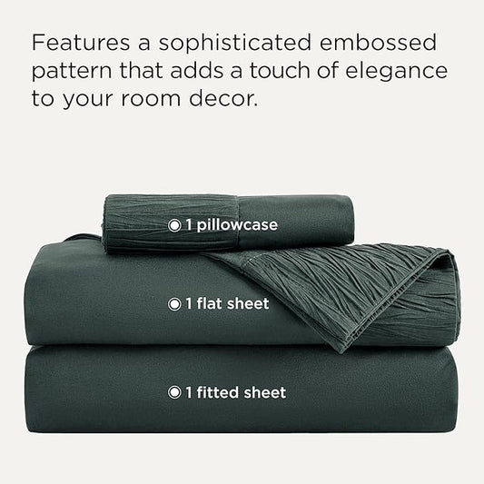Bedsure Twin XL Sheet Sets Dorm Bedding - 3 Pieces Soft Extra Long Twin Sheets, Hotel Luxury, Easy Care Microfiber for Women, Men, Forest Green