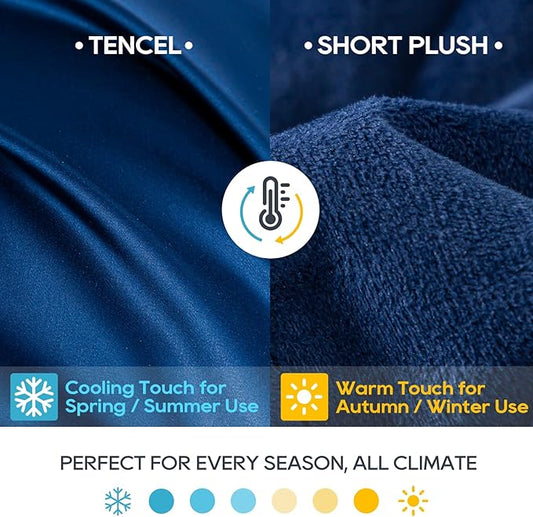 Weighted Blanket King Size 30lbs (88''x104'', Dual-Sided), Reversible Cozy Warm Velvet & Cooling Tencel King Weighted Blanket for Adults and Couples All Season Use - Carry Bag Included, Navy Blue