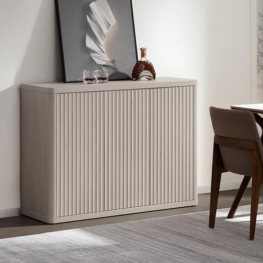 SICOTAS Buffet Cabinet with Storage Accent Sideboard with 3 Doors Modern 46.6" Wide Credenza Fluted Buffet Table Media Console Cabinet Entryway Cabinets for Living Room Kitchen Dining Room Hallway