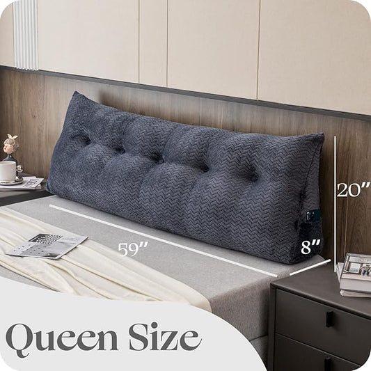Large Bolster Triangular Headboard Wedge Backrest Positioning Support Bed Rest Reading Pillows Headboard Wedge Pillows for Day Bed with Removable Cover