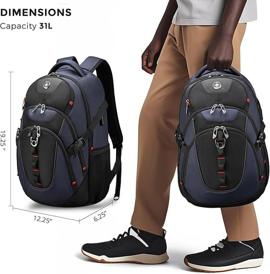 Swissdigital Design Travel Backpack for Men with Apple Find My, Laptop Backpack with USB Charging Port, RFID Protection, Add-A-Bag System - Travel Backpack for Men-Finder Color Random | SD803BT013-12