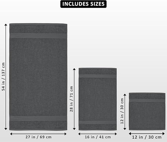 Utopia Towels 8 Piece Luxury Towel Set – Majestic Plush, Super Absorbent & Quicker-to-Dry, Thick 100% Ring Spun Cotton Towels for Bathroom, Spa & Hotel – 2 Bath, 2 Hand, 4 Washcloths, Grey