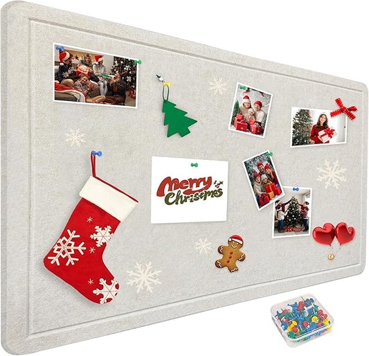 Large Bulletin Board - Foldable 96x48 Inches Cork Board Alternative with 20 Push Pins and 237 Pcs Glitter Letters, 8' x 4' Self-Adhesive Felt Bulletin Board for Wall, Home Office Decor