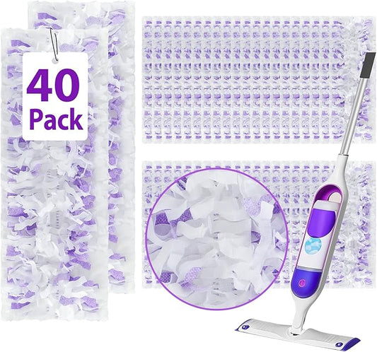 40 Count Disposable Heavy-Duty Power Mop Pads Refills for Swiffer Power Mop,Replacement Floor Cleaning Refills, Non-Washable & Unscented, Compatible with Swiffer PowerMop (Quick-Absorb, No Residue)
