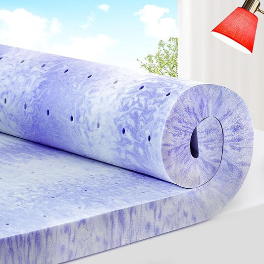 ELEMUSE 3 Inch Ventilated Design Memory Foam King Size Mattress Topper,Cooling Gel Infused Swirl Foam Pad for Pressure Relief Back Pain,Bed Topper for Body Support, CertiPUR-US Certified
