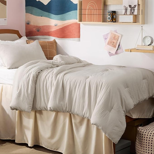 Bedsure Twin/Twin XL Comforter Set, Beige Soft Prewashed Bedding for All Seasons, 2 Pieces GentleSoft™ Warm Down Alternative Bed Set, 1 Lightweight Comforter (68"x88") and 1 Pillowcase (20"x26")