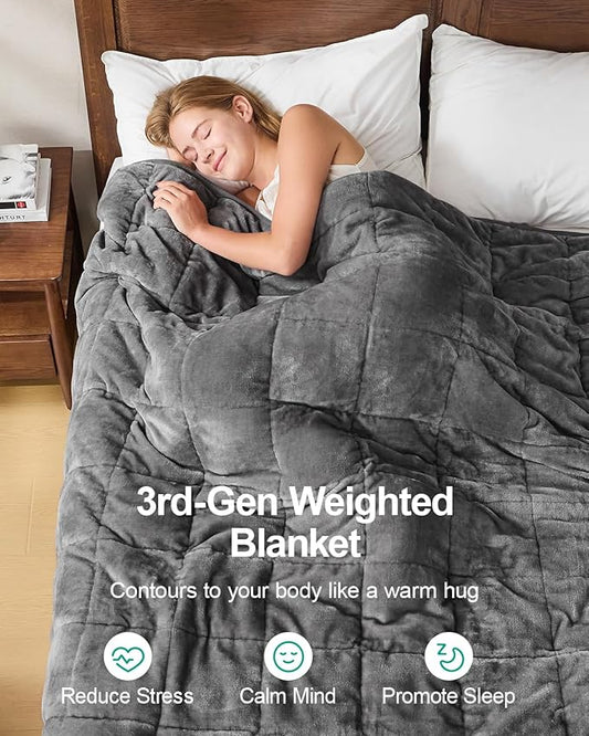 Super Fuzzy Soft Sherpa Fleece Weighted Blanket, 15 lbs Dual Sided Fluffy Heavy Weighted Blankets for Adults - No Bunching with Double Layers of Soft Inner Lining (60"x 80", 15 Pounds)