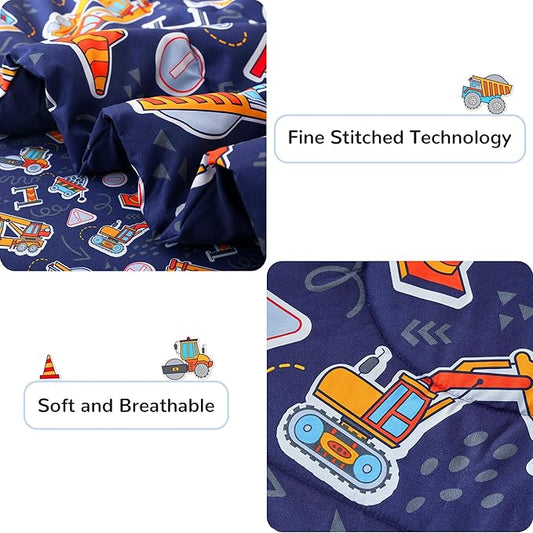 Viviland Kids Full Bedding Sets for Boys, Soft Full Comforter Set with Sheets, 7 Pieces Microfiber Bed in a Bag, Navy Blue Tractor