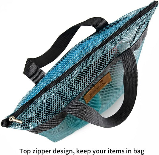 Mesh Shower Caddy Bag Portable Hanging Toiletry and Bath Organizer with Zipper for Travel, Gym, Camping, College Dorms, Beach