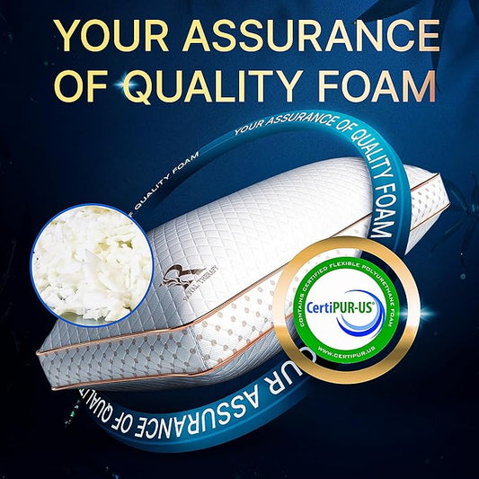 Royal Therapy 4-Pack King Memory Foam Pillow, Adjustable Shredded Odor-Free Pillow for Neck & Shoulder Pain Relief, Support for Back, Stomach, Side Sleepers, AirFlowPRO