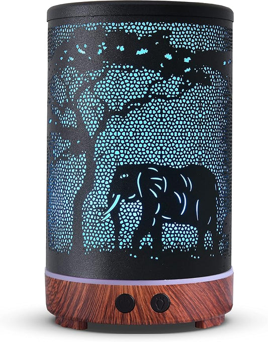 Essential Oils Diffuser,Aromatherapy Diffuser,Birthday Gifts for Women Mom Grandma,Metal Cool Mist Humidifier with 7 Colors Lights Waterless Auto Off Air Diffusers(Elephant)