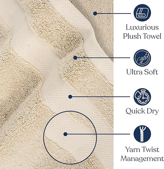 Delara Organic Cotton Luxuriously Plush Hand Towel Pack of 2 | GOTS & OEKO-TEX Certified | Premium Hotel Quality Towels | Feather Touch Technology|650 GSM Long Staple|Soft, Quick Dry & Ultra-Absorbent