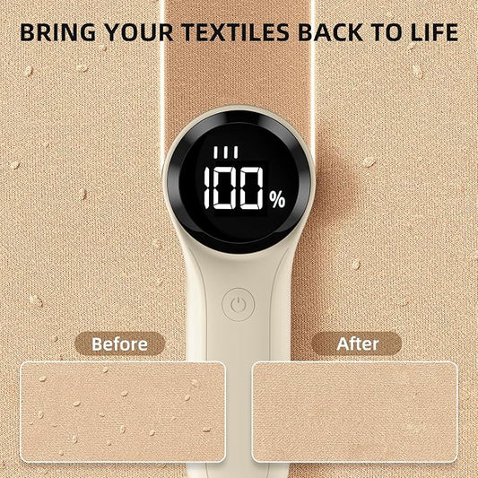 Fabric Shaver, Electric Lint Remover, Rechargeable Lint Shaver, Household Essentials for Clothes, Upholstery, Furniture, Sweater Defuzzer to Remove Pilling, Battery Operated, Beige