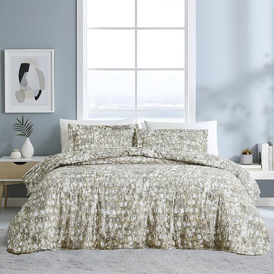 Southshore Fine Living, Inc. Abstract Twin Duvet Cover Set, Premium Microfiber XL/Twin Comforter Cover, Wrinkle-Resistant, Machine Washable – Includes 1 Duvet Cover and 1 Sham, Rhythm Taupe