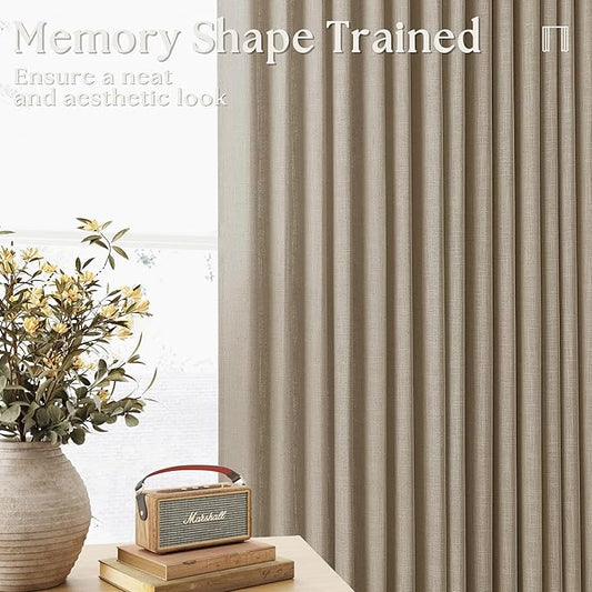 Grey Beige Linen Kitchen Curtains 45 Inches Long 2 Sets Basement Curtains for Small Window Pinch Pleated Back Tab Linen Blend Short Cafe Boho Semi Sheer Back Tab Drapes for Bay Windows Bedroom 40x45