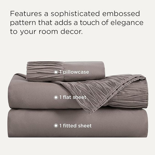 Bedsure Twin XL Sheet Sets Dorm Bedding - 3 Pieces Soft Extra Long Twin Sheets, Hotel Luxury, Easy Care Microfiber for Women, Men, Taupe