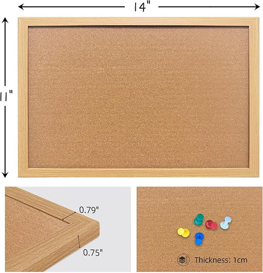 Cork Bulletin Board, 11x14 Inches Hanging Cork Board Wooden Framed with Pins for Wall, Dorm Room, Office, Home Decor – Natural Cork & Black Frame