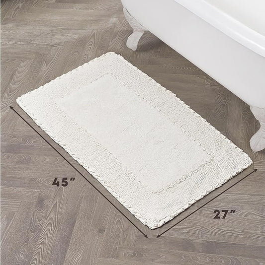 Laura Ashley Ruffle Border Ivory 27"x 45" 100% Cotton Bath Rug