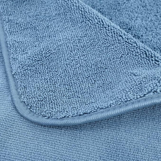 POLYTE Microfiber Quick Dry Lint Free Bath Towel, 57 x 30 in, Pack of 4 (Blue)