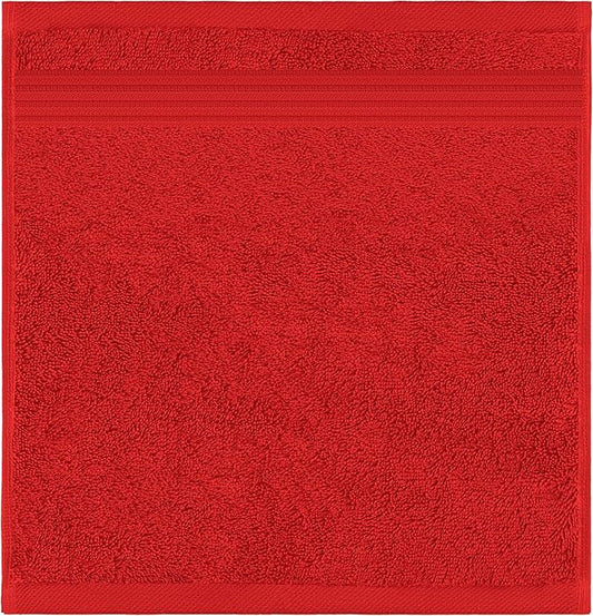 American Veteran Towel, 100% Cotton Turkish Washcloths for Bathroom Essentials 4 Pack, Soft Absorbent Wash Cloths Quick Drying Small Towels Washrags, Red