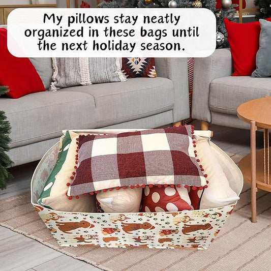 VENO 6 Pack Moving Bags and Large Christmas Decoration Storage Bins with lids. Alternative to Moving Boxes, Packing Supplies for College. Heavy Duty Totes (Holiday Pups, 6 Pack)