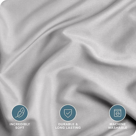 Bare Home Bedding Duvet Cover Oversized Queen Size - Premium 1800 Super Soft Collection - Lightweight, Cooling Duvet Cover - Soft Breathable (Oversized Queen, Light Grey)