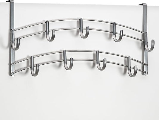 LYNK Professional® Home™ Over Door Hooks Rack - 9 Hook Over Door Hanger - Over Door Towel Rack - Hanging Towels or Clothes - Bathroom, Bedroom or Laundry Room - Lifetime Ltd. Warranty - Platinum