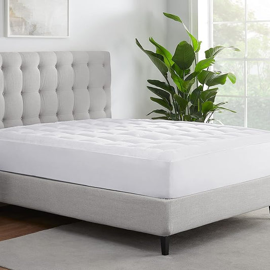 Serta ComfortSure Twin XL Mattress Cover, Fitted Pillow Top Mattress Pad, Super Soft and Breathable Quilted Cotton Protector with 18" Elastic Deep Pockets for Secure Fit, White