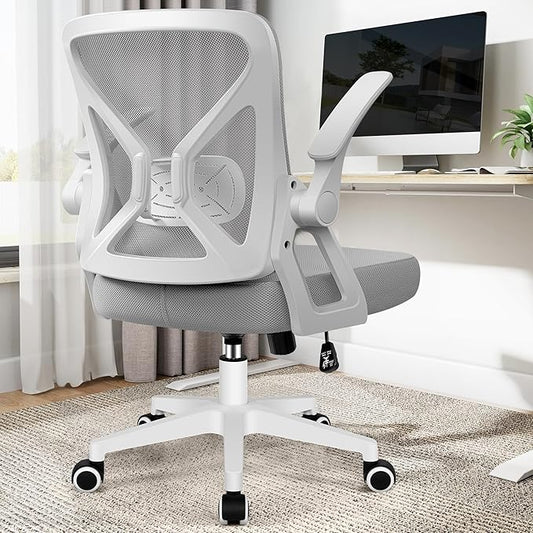 FelixKing Office Chair - Ergonomic Desk Chair Breathable Mesh Task Chair with Wheels and Lumbar Support Home Desk Office Chair with Flip up Armrest Rolling Swivel Computer Chair for Home Office Gray