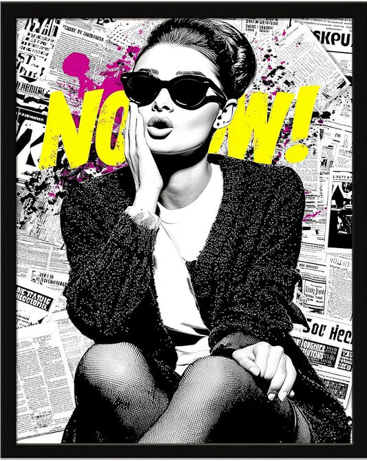 Beautiful Chic Woman Wall Art Prints Beautiful Audrey Hepburn Poster Canvas Art Wall Decor Picture For Bedroom Office Dorm Bathroom Wall Decor Aesthetic Home Artwork 8" × 10" In Framed