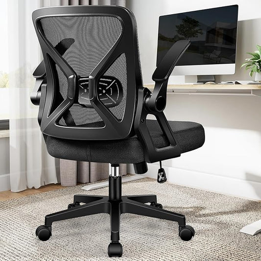 FelixKing Office Chair - Ergonomic Desk Chair Breathable Mesh Task with Wheels and Lumbar Support Home Desk Office Chairs with Flip up Armrest Rolling Swivel for Home Computer Black Pack of 4