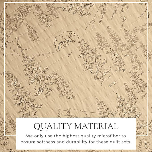 Great Bay Home Full/Queen Reversible Rustic Lodge Bear Bedspread Quilt with Shams - All Season Cabin Coverlet Bedding Set (Includes 1 Quilt, 2 Pillow Shams)