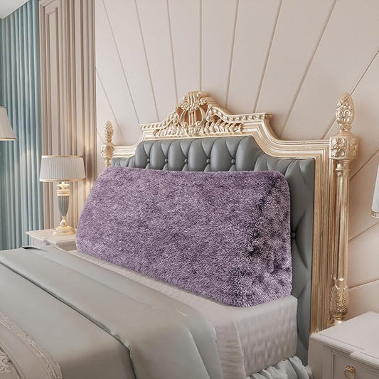 18LB Thickened Wedge Pillow Headboard Body Positioner Bed Wedge Pillow Backrest Triangular Headboard Pillow for Sleeping with Side Pocket Velvet Positioning Support Rabbit Purple King