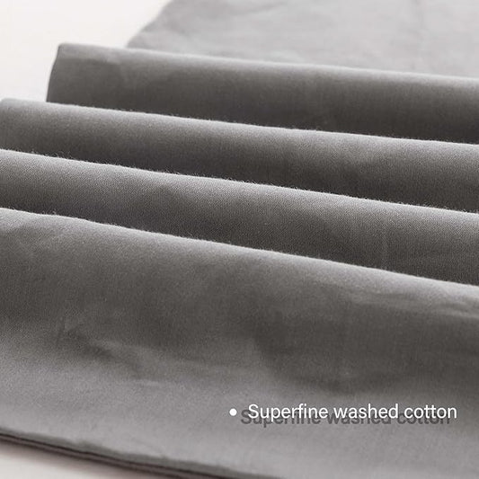 HeimenAogo Egyptian Cotton Duvet Cover Set Twin/Twin XL, Ultra Soft and Breathable Comforter Cover with Zipper Closure, High Thread Count Long Staple Blanket Cover 2pcs (68"×90"), Alloy Gray