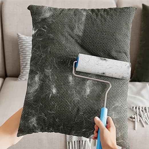 Large Surface Extra Sticky Lint Roller 6.3'', 444 Sheets Long Handle Pet Hair Removal, Dog and Cat Lint Remover for Clothes, Furniture, Carpet