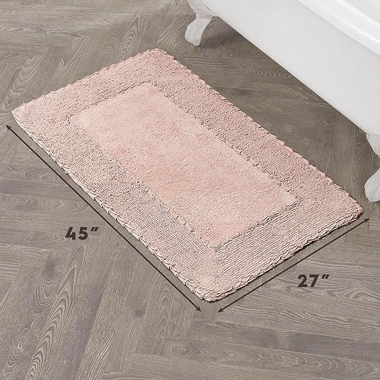 Laura Ashley Ruffle Border Blush Pink 27"x 45" 100% Cotton Bath Rug